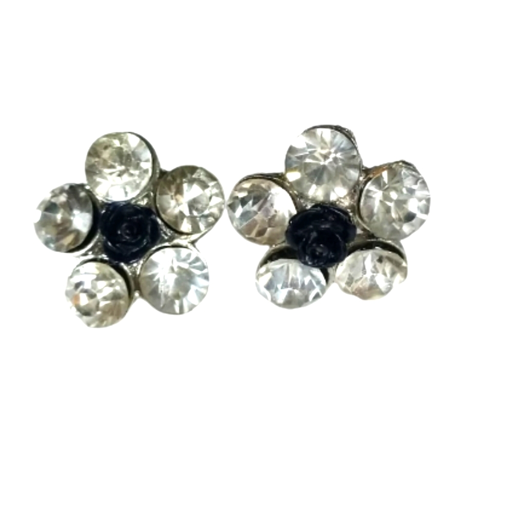 Vintage Rhinestone Earrings - Picture 2 of 6